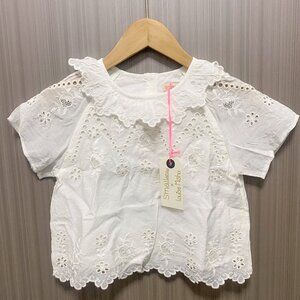 Louise Misha White Eyelet Embroidered Boho Flutter Top Size 4